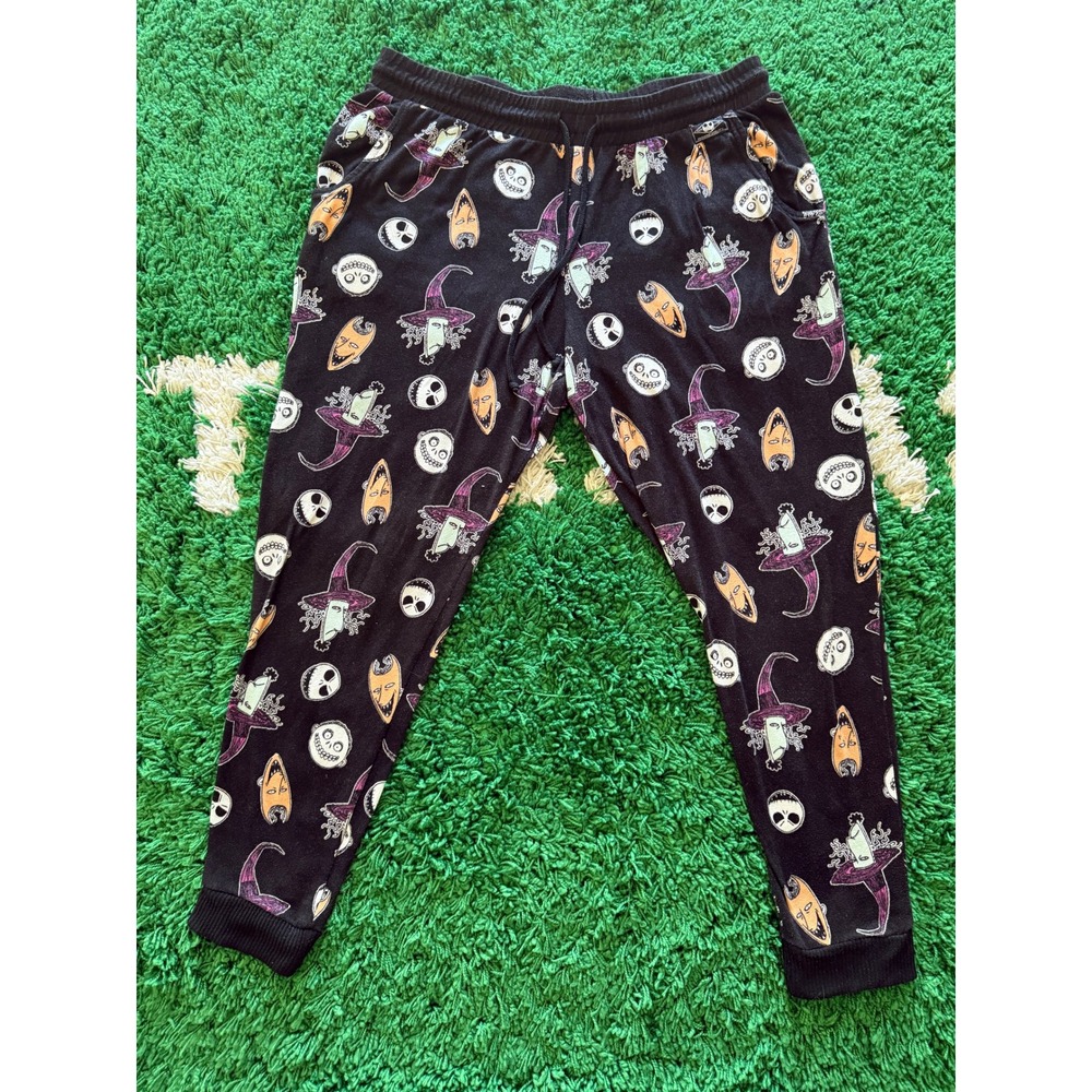 Disney Pajama Pants Womens L Black Excellent Nightmare Before Christmas Joggers